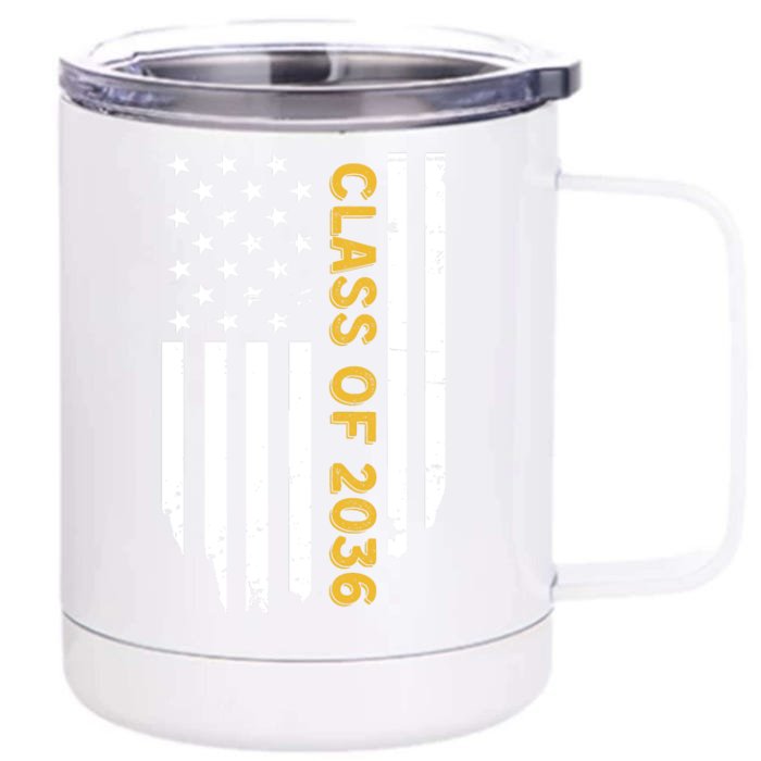 Class Of 2036 Graduation Us Flag Vintage Front & Back 12oz Stainless Steel Tumbler Cup