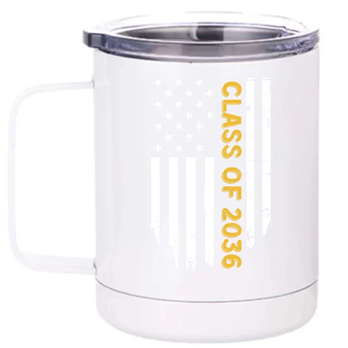 Class Of 2036 Graduation Us Flag Vintage Front & Back 12oz Stainless Steel Tumbler Cup