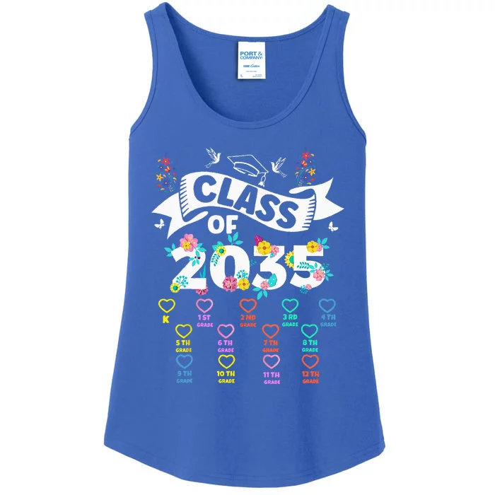 Class Of 2035 Grow With Me Checklist Graduation Floral Ladies Essential Tank