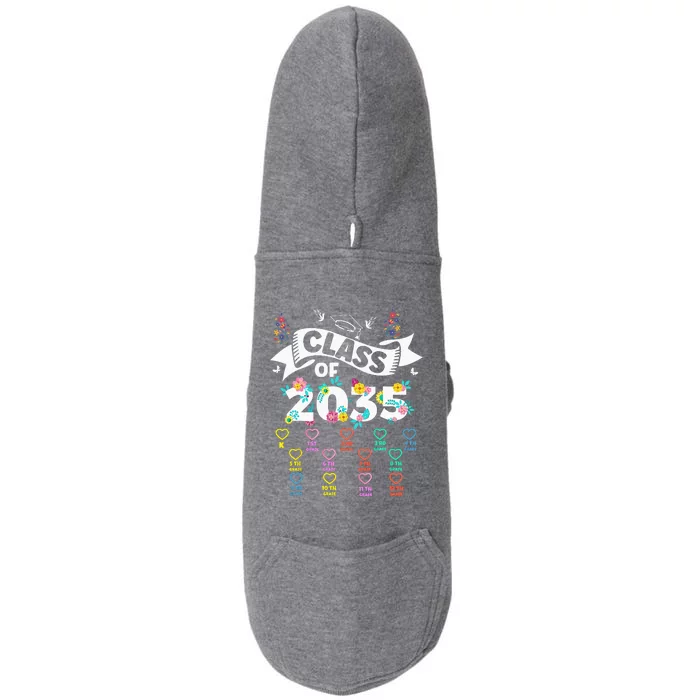 Class Of 2035 Grow With Me Checklist Graduation Floral Doggie 3-End Fleece Hoodie