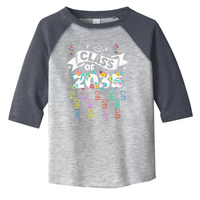 Class Of 2035 Grow With Me Checklist Graduation Floral Toddler Fine Jersey T-Shirt