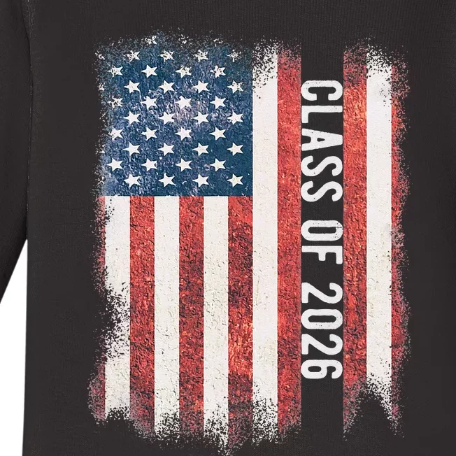 Class Of 2026 Patriotic American Flag Graduation Baby Long Sleeve Bodysuit