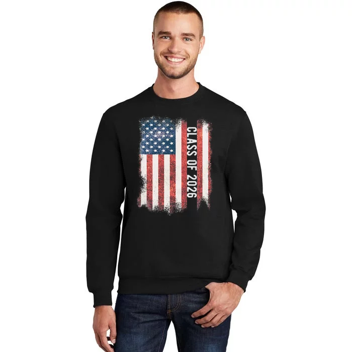 Class Of 2026 Patriotic American Flag Graduation Tall Sweatshirt