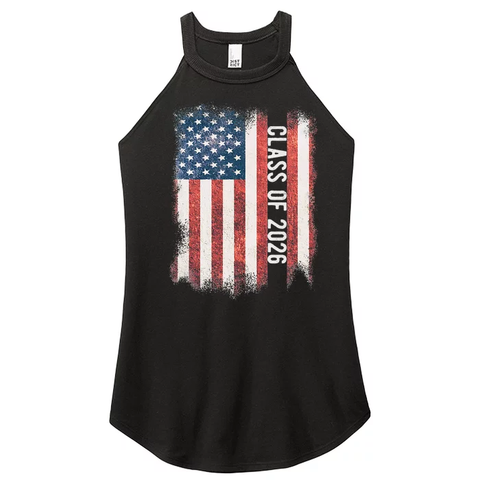 Class Of 2026 Patriotic American Flag Graduation Women’s Perfect Tri Rocker Tank