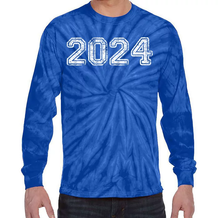 Class Of 2024 Graduation School Vintage Spirit Senior 2024 Tie-Dye Long Sleeve Shirt