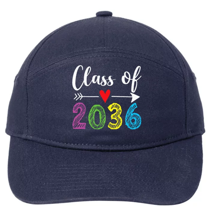 Class Of 2036 Grow With Me Prek Kindergarten Graduation 7-Panel Snapback Hat