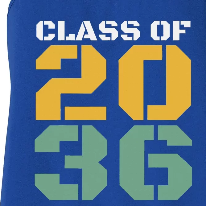 Class Of 2036 Grow With Me Graduation First Day Of School Women's Racerback Tank