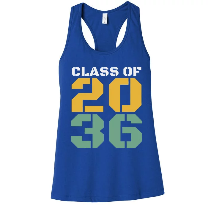 Class Of 2036 Grow With Me Graduation First Day Of School Women's Racerback Tank