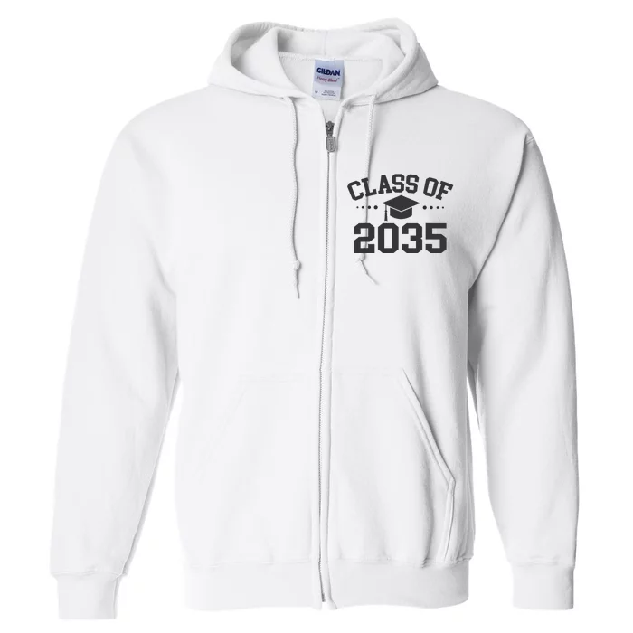 Class Of 2035 Grow With Me Space For Handprints On The Back Full Zip Hoodie