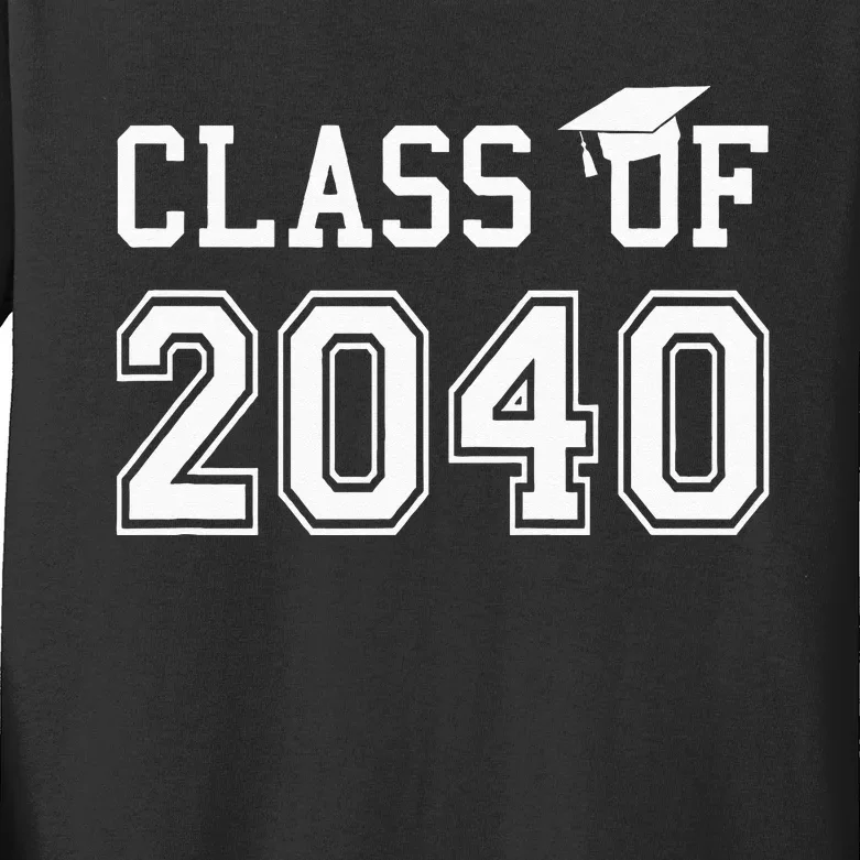 Class Of 2040 Graduation Hat Gift Future School Graduate Kids Long Sleeve Shirt