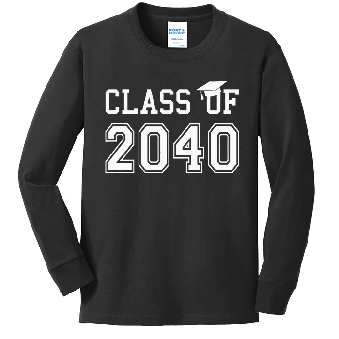 Class Of 2040 Graduation Hat Gift Future School Graduate Kids Long Sleeve Shirt