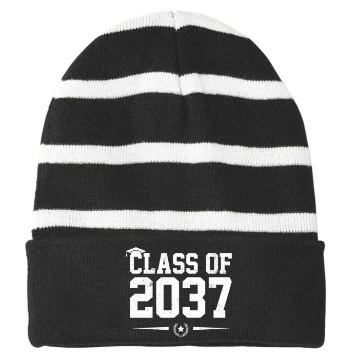 Class Of 2037 Grow With Me Striped Beanie with Solid Band