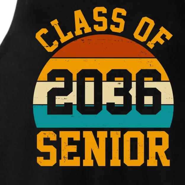 Class Of 2036 Senior Retro Sunset Ladies Tri-Blend Wicking Tank