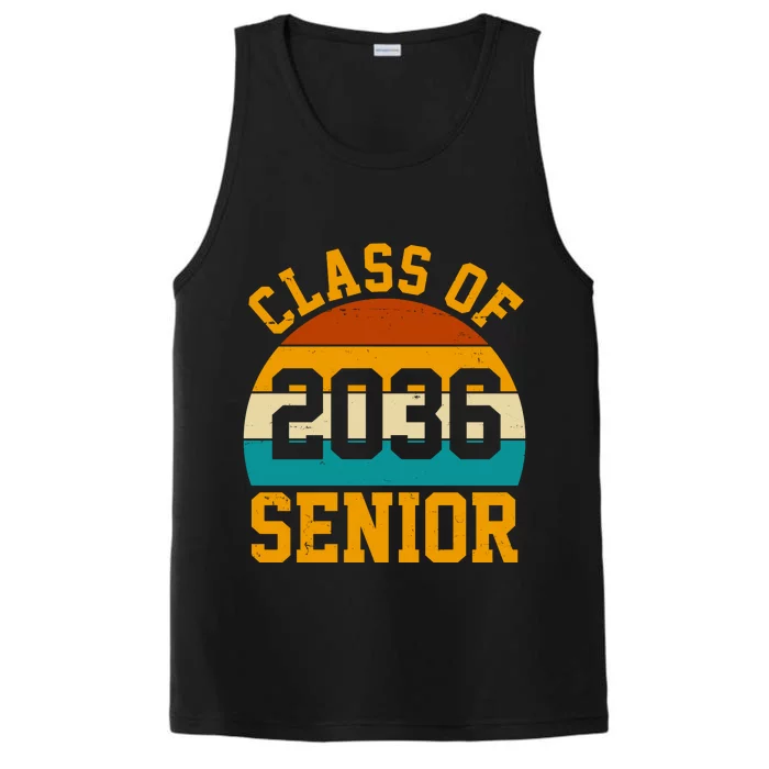 Class Of 2036 Senior Retro Sunset Performance Tank