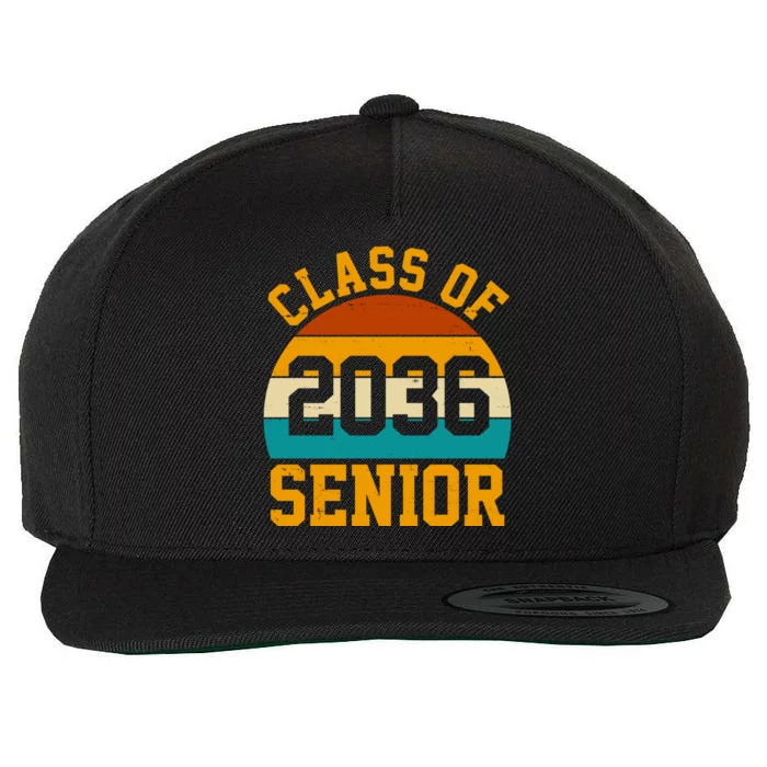 Class Of 2036 Senior Retro Sunset Wool Snapback Cap