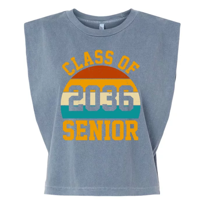 Class Of 2036 Senior Retro Sunset Garment-Dyed Women's Muscle Tee