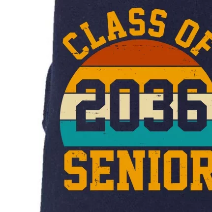 Class Of 2036 Senior Retro Sunset Doggie 3-End Fleece Hoodie