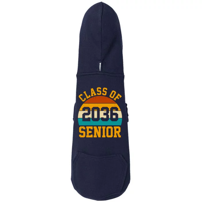 Class Of 2036 Senior Retro Sunset Doggie 3-End Fleece Hoodie