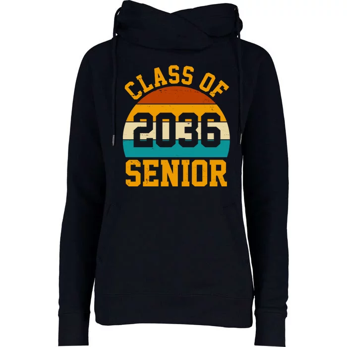 Class Of 2036 Senior Retro Sunset Womens Funnel Neck Pullover Hood