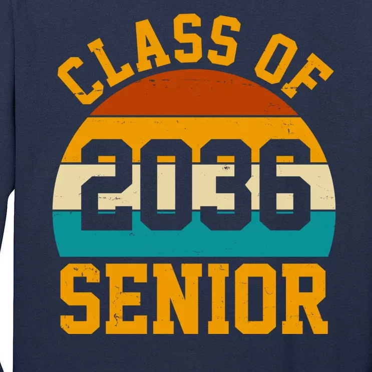 Class Of 2036 Senior Retro Sunset Tall Long Sleeve T-Shirt