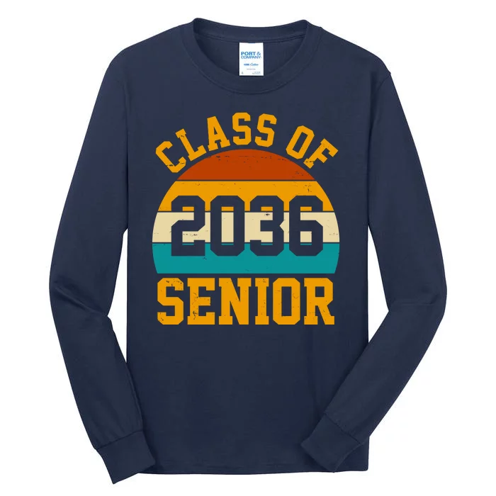 Class Of 2036 Senior Retro Sunset Tall Long Sleeve T-Shirt