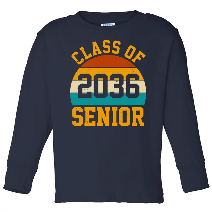 Class Of 2036 Senior Retro Sunset Toddler Long Sleeve Shirt