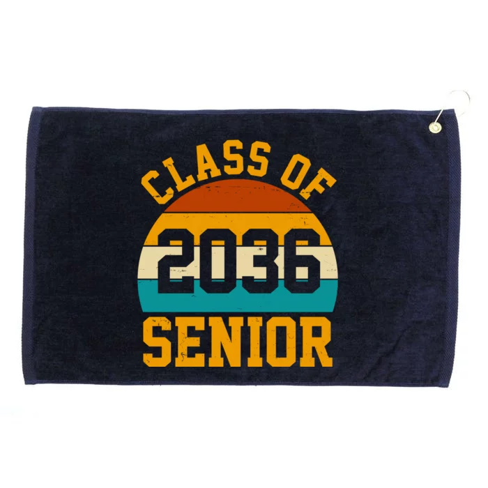 Class Of 2036 Senior Retro Sunset Grommeted Golf Towel