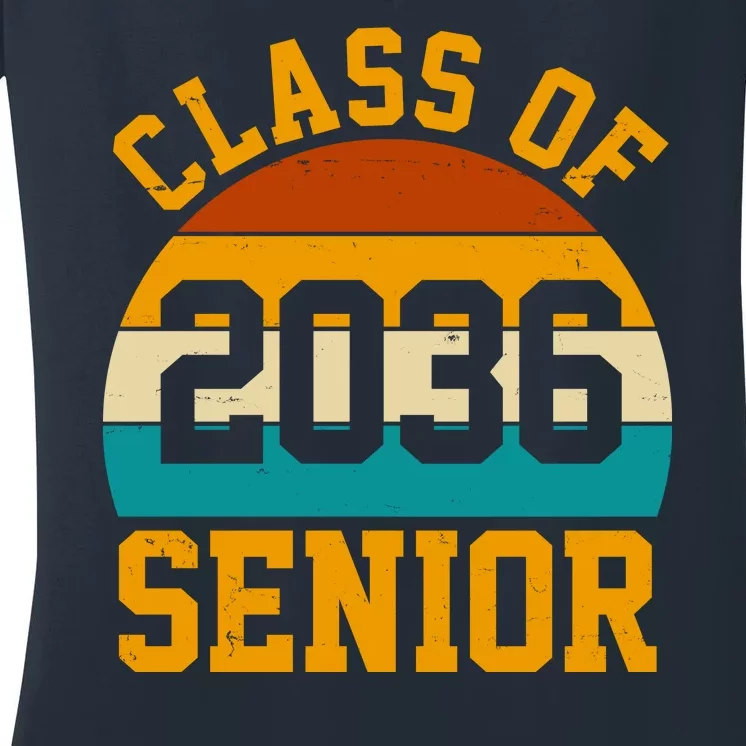 Class Of 2036 Senior Retro Sunset Women's V-Neck T-Shirt