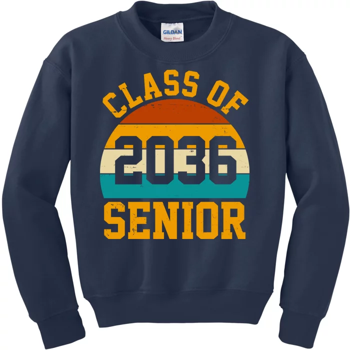 Class Of 2036 Senior Retro Sunset Kids Sweatshirt