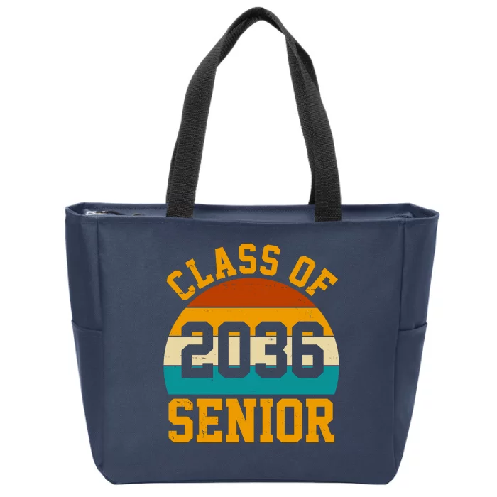 Class Of 2036 Senior Retro Sunset Zip Tote Bag