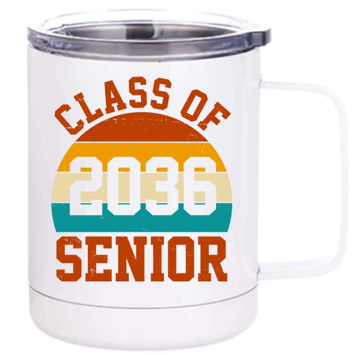 Class Of 2036 Senior Retro Sunset Front & Back 12oz Stainless Steel Tumbler Cup