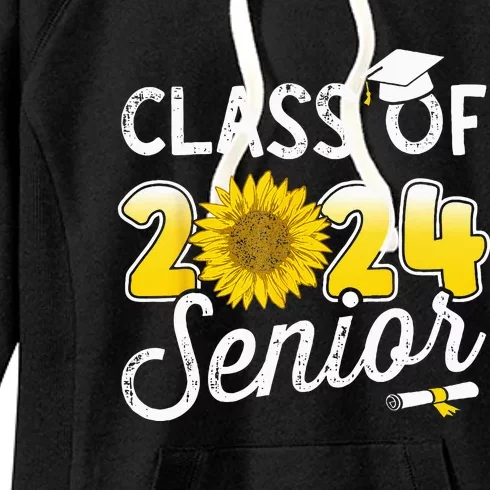 Class of 2024 senior graduate with sunflower for graduation Women's Fleece Hoodie