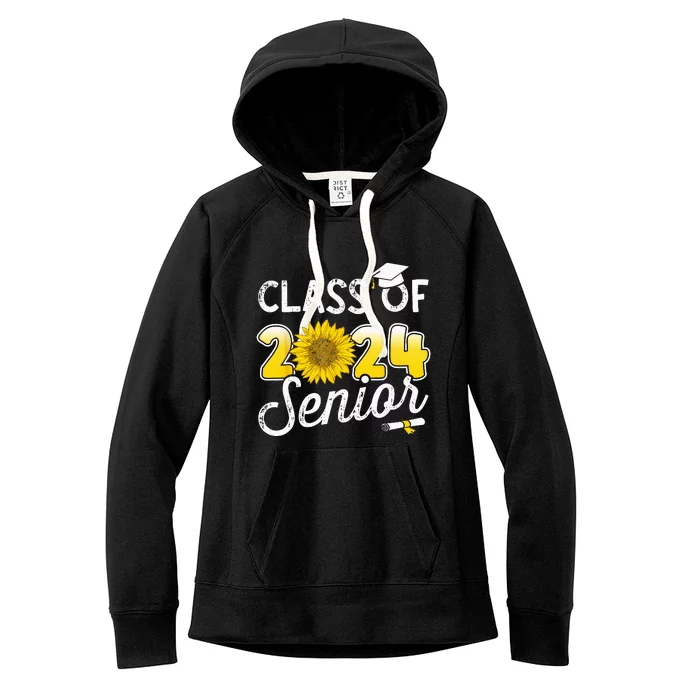 Class of 2024 senior graduate with sunflower for graduation Women's Fleece Hoodie