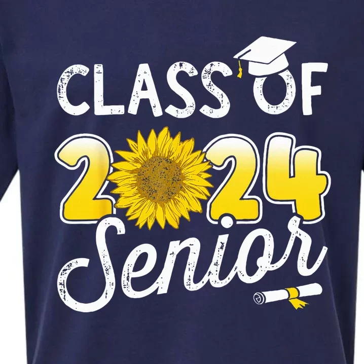 Class of 2024 senior graduate with sunflower for graduation Sueded Cloud Jersey T-Shirt