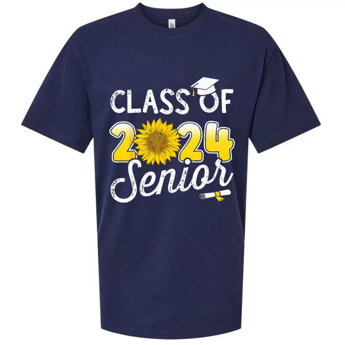 Class of 2024 senior graduate with sunflower for graduation Sueded Cloud Jersey T-Shirt