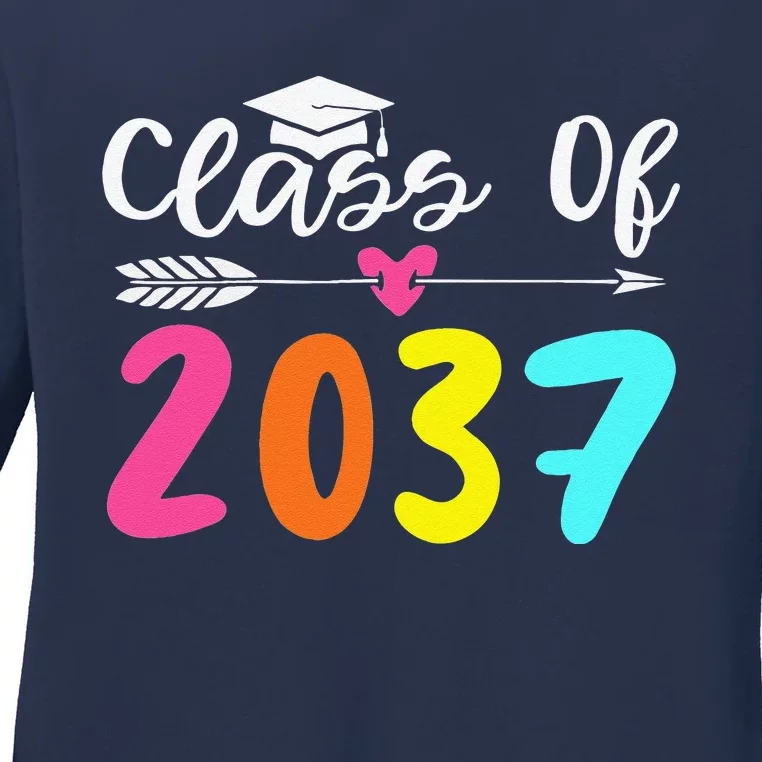 Class Of 2037 Grow With Me Graduation First Day Of School Love Ladies Long Sleeve Shirt