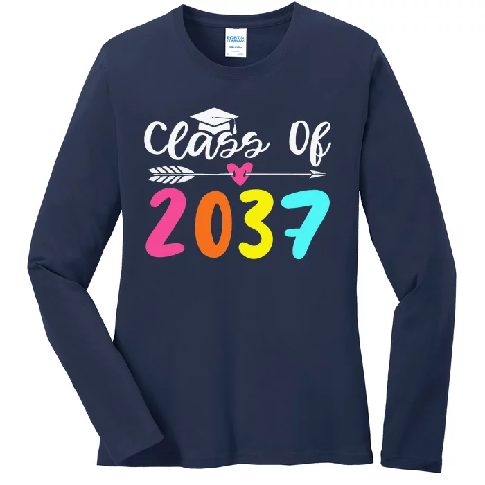 Class Of 2037 Grow With Me Graduation First Day Of School Love Ladies Long Sleeve Shirt