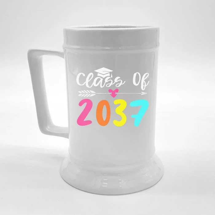 Class Of 2037 Grow With Me Graduation First Day Of School Love Front & Back Beer Stein