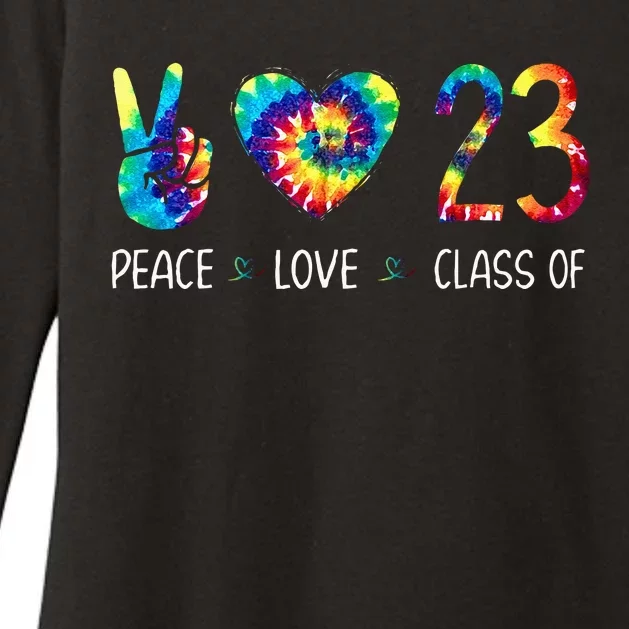 Class Of 23 Peace Love Tie Dye For Senior Graduation Womens CVC Long Sleeve Shirt