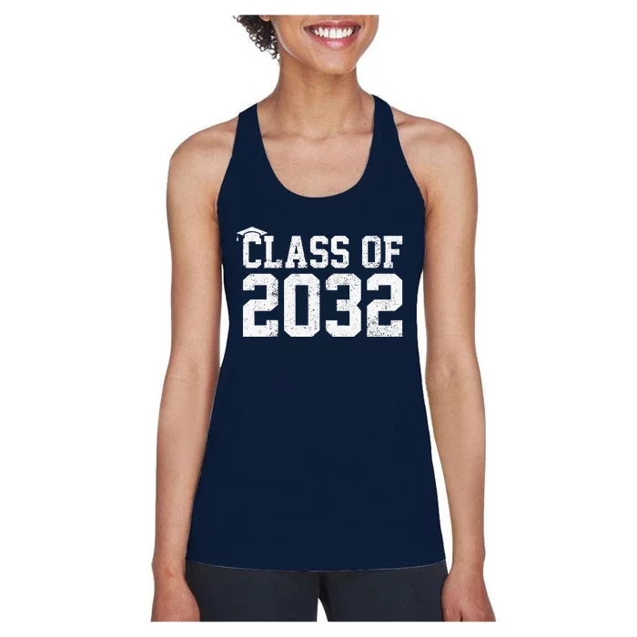 Class Of 2032 Grow With Me Graduation First Day Of School Women's Racerback Tank