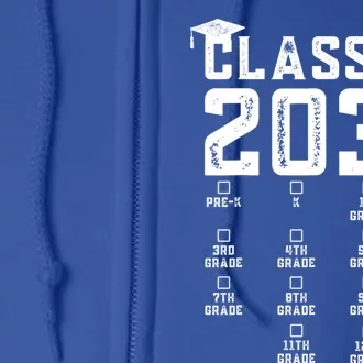 Class Of 2036 Grow With Me Shirt With Space For Checkmarks Full Zip Hoodie