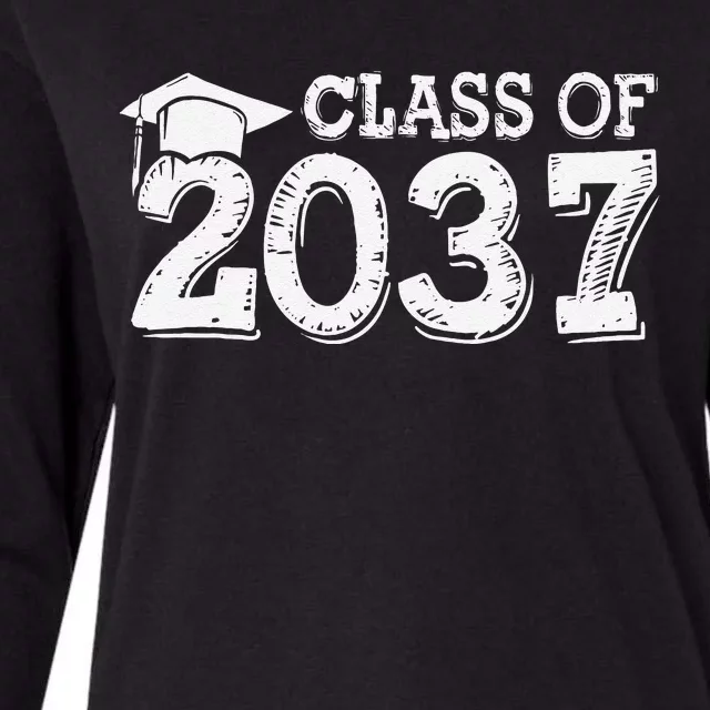 Class Of 2037 Grow With Me Handprints Space On Back Womens Cotton Relaxed Long Sleeve T-Shirt