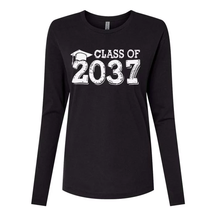 Class Of 2037 Grow With Me Handprints Space On Back Womens Cotton Relaxed Long Sleeve T-Shirt