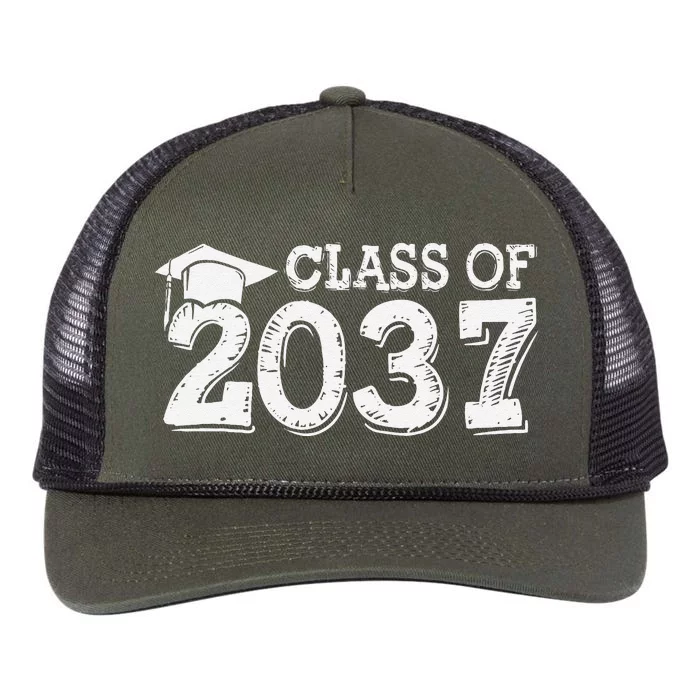 Class Of 2037 Grow With Me Handprints Space On Back Retro Rope Trucker Hat Cap