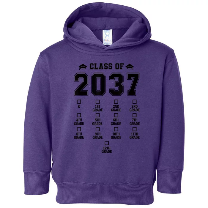 Class Of 2037 Grow With Me Prek To 12th Grade Gift Toddler Hoodie