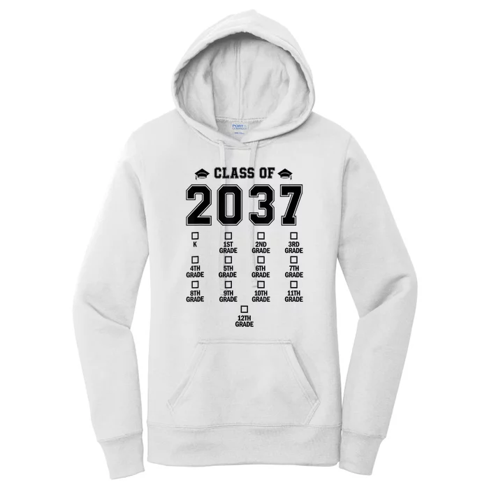 Class Of 2037 Grow With Me Prek To 12th Grade Gift Women's Pullover Hoodie