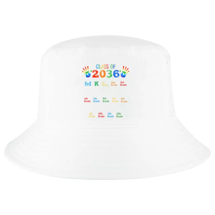 Class Of 2036 Grow With Me Color Handprint Pre K 12th Grade Cool Comfort Performance Bucket Hat