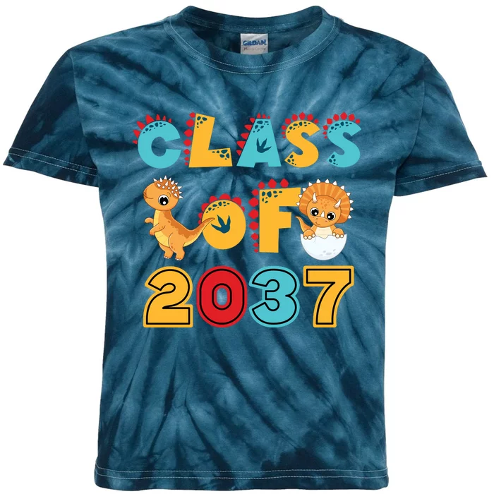 Class Of 2037 Grow With Me Kindergarten Graduation Kids Tie-Dye T-Shirt