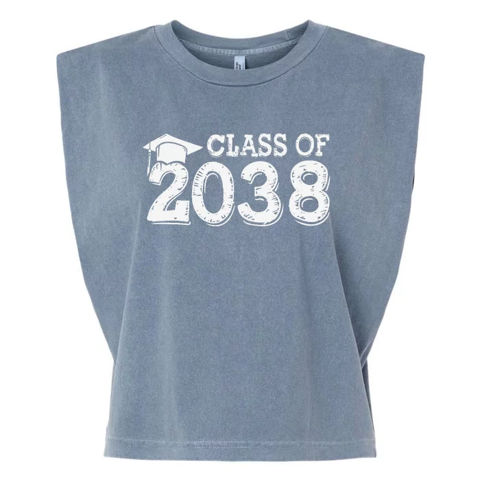 Class Of 2038 Grow With Me Handprints Space On Back Garment-Dyed Women's Muscle Tee