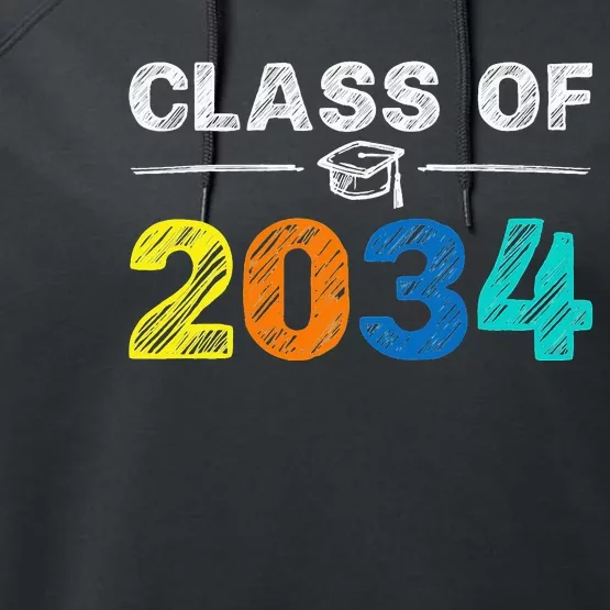 Class Of 2034 Grow With Me First Day Of School Graduation Performance Fleece Hoodie